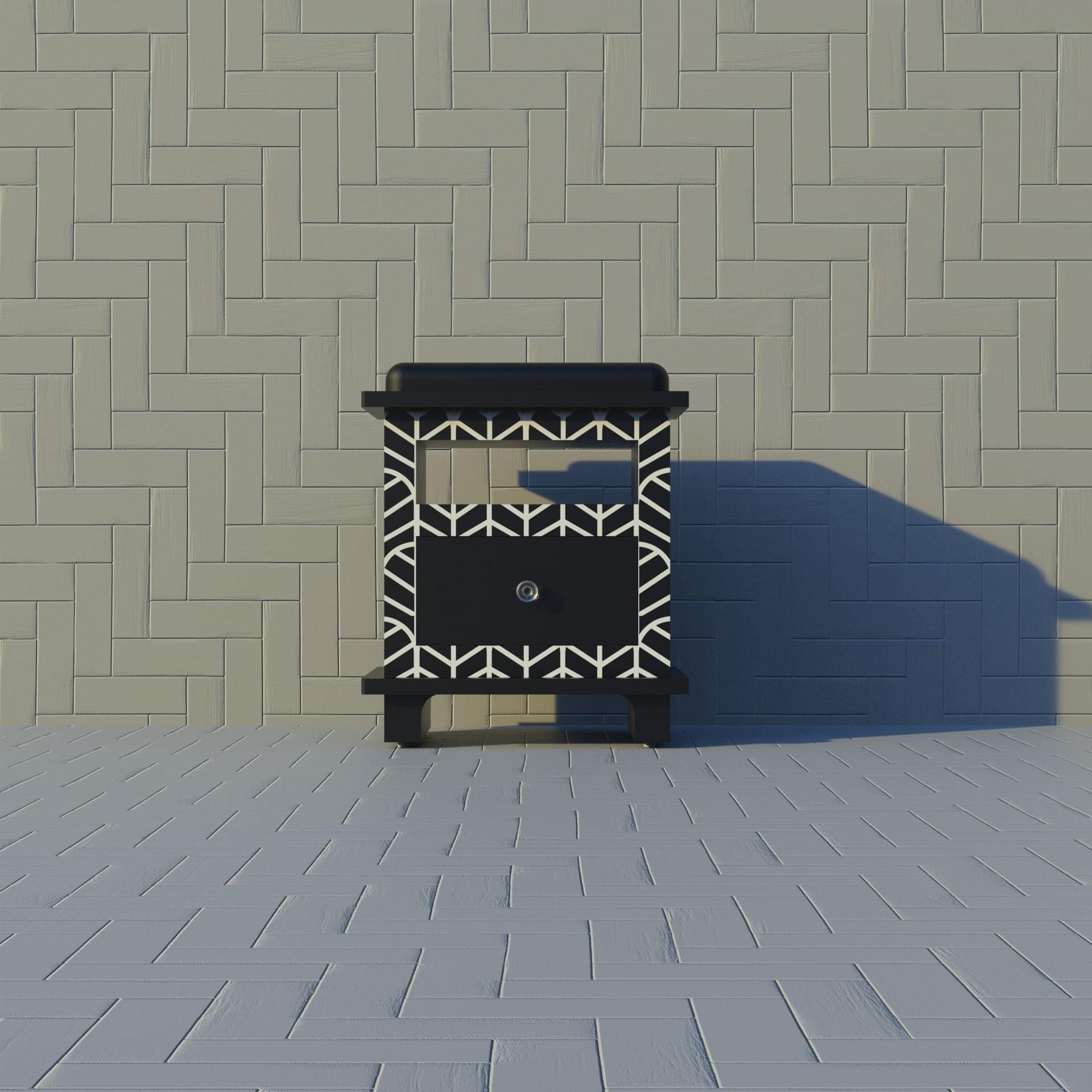 Inlay Lemina Inspired Black Night Stands, Side Table by Artisanal For Sale