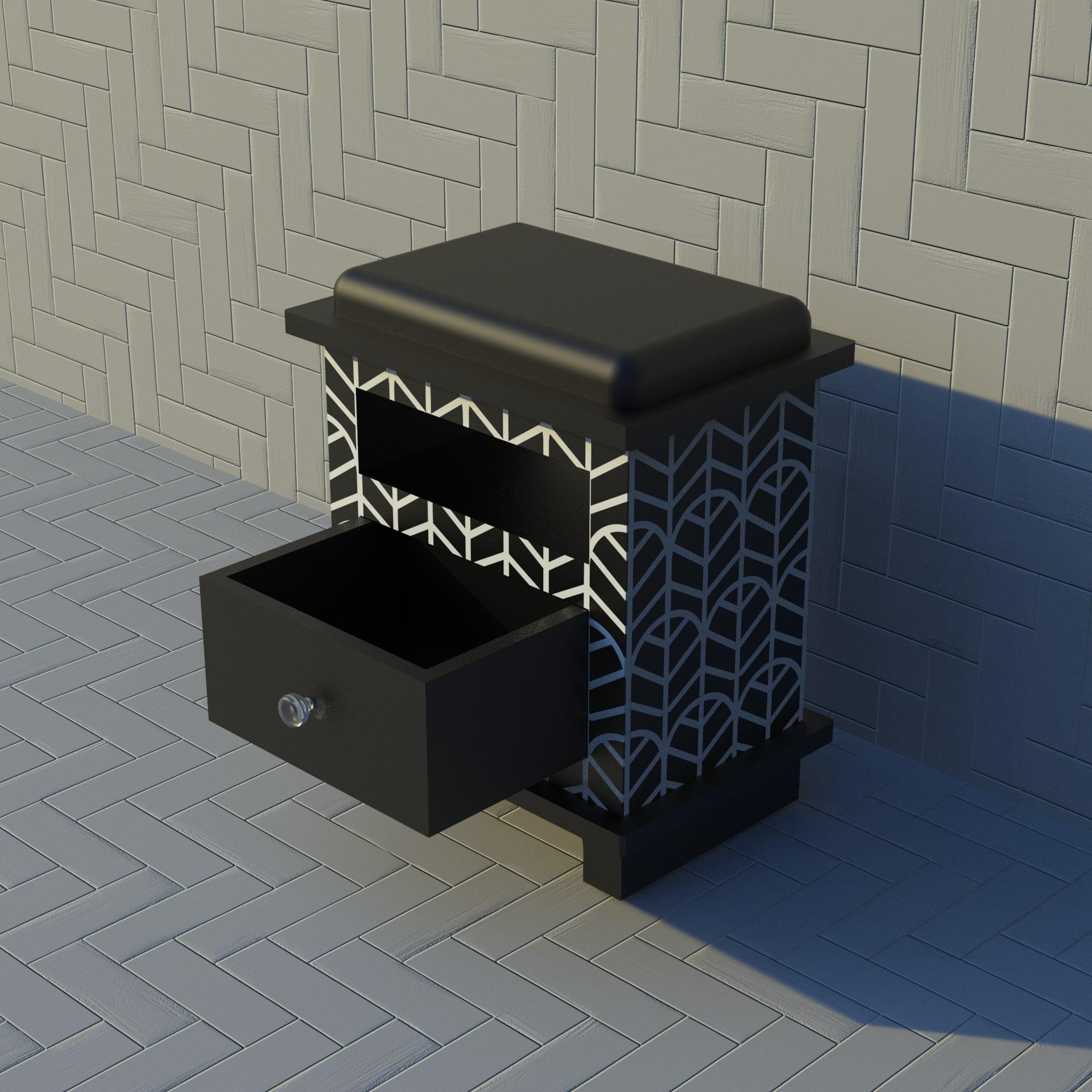 Contemporary Lemina Inspired Black Night Stands, Side Table by Artisanal For Sale