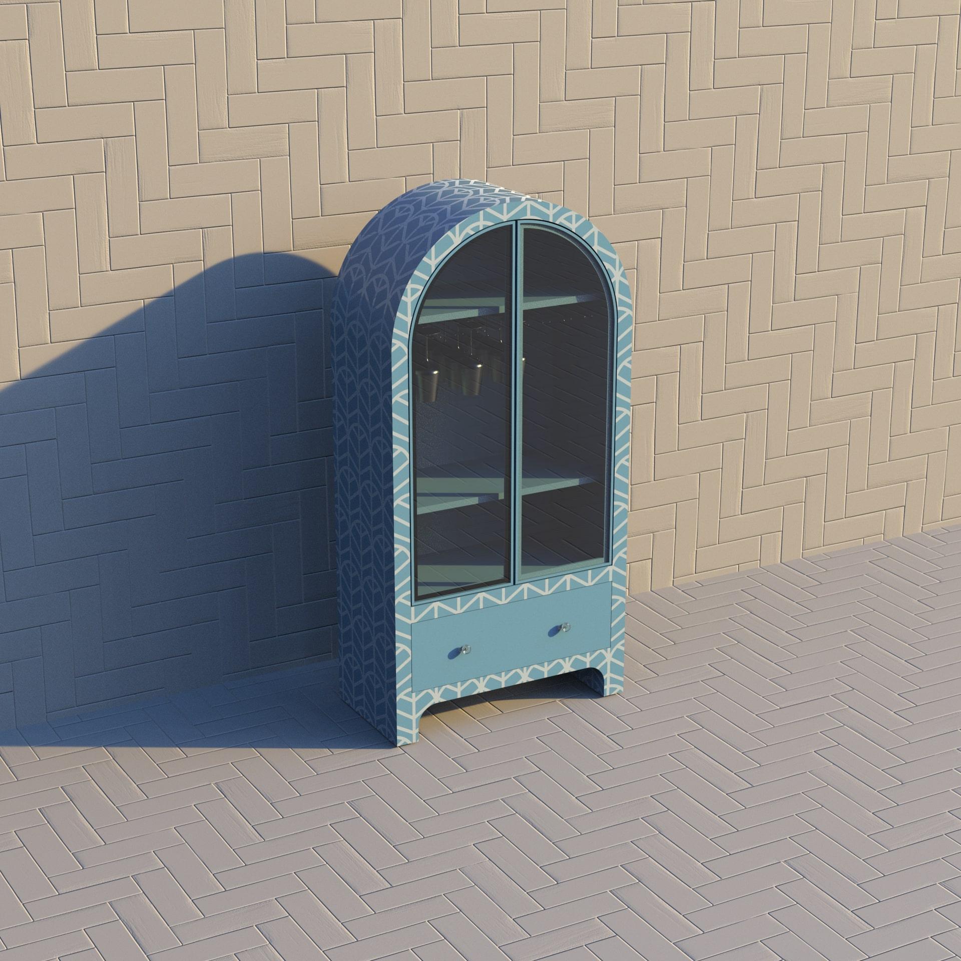 Mueble Bar Azul Inspirado en Lemina de Artisanal Art Decó en venta
