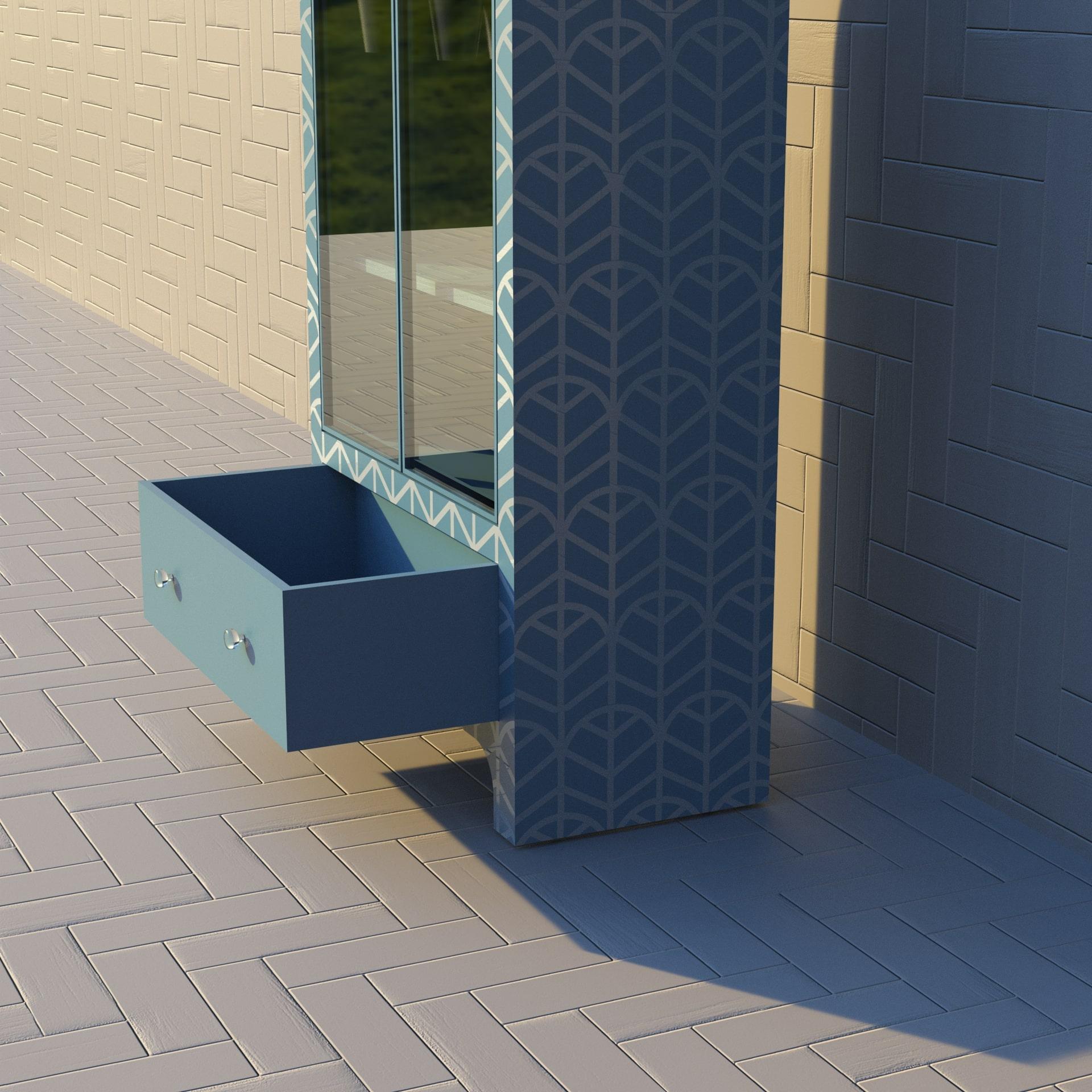 Mueble Bar Azul Inspirado en Lemina de Artisanal en Nuevo estado para la venta en New York, NY