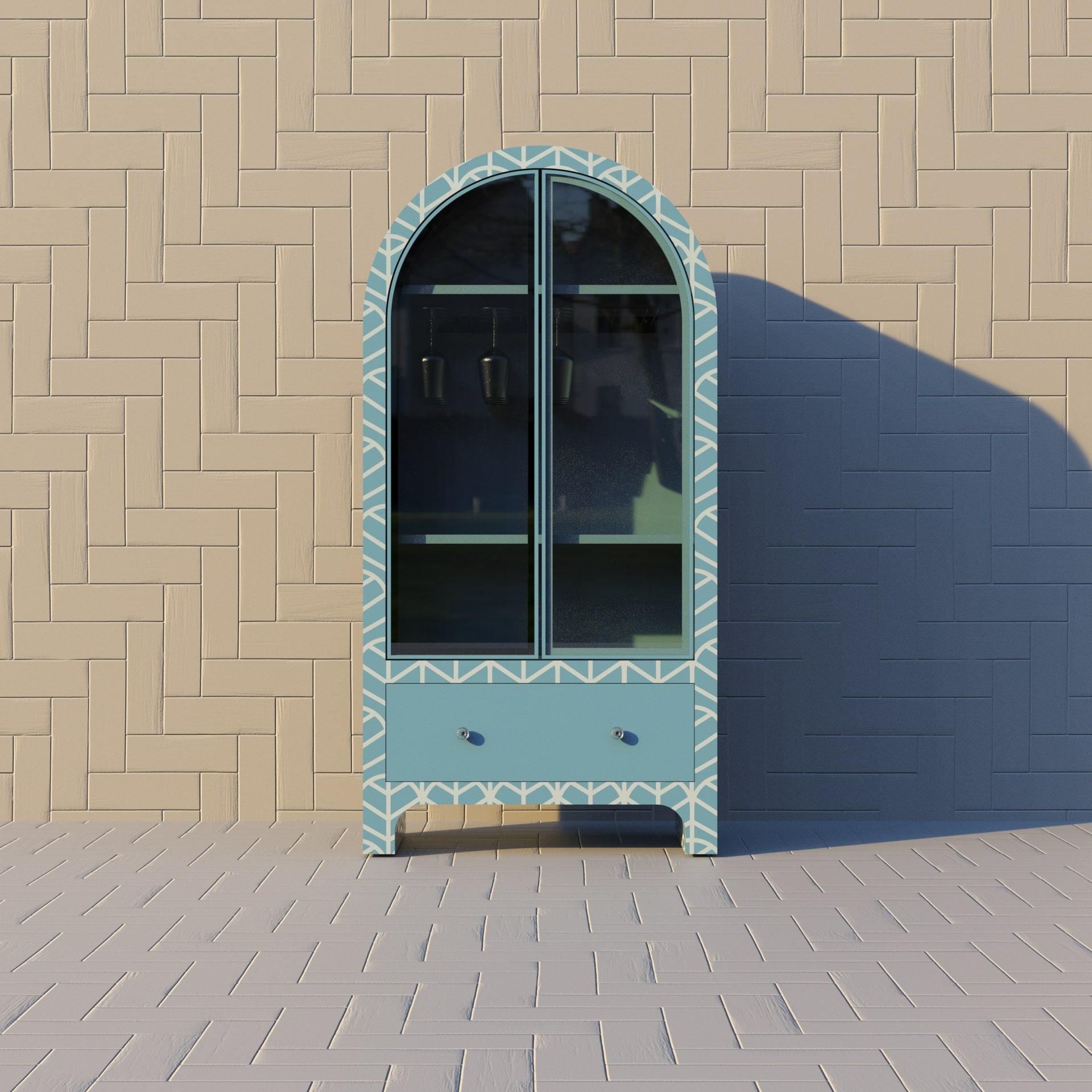 Mueble Bar Azul Inspirado en Lemina de Artisanal Siglo XXI y contemporáneo en venta