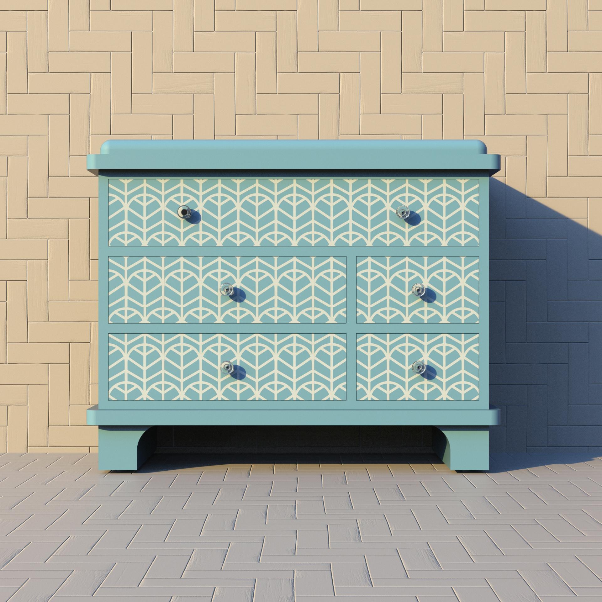 XXI secolo e contemporaneo Cassettiera blu ispirata a Lemina di Artisanal in vendita