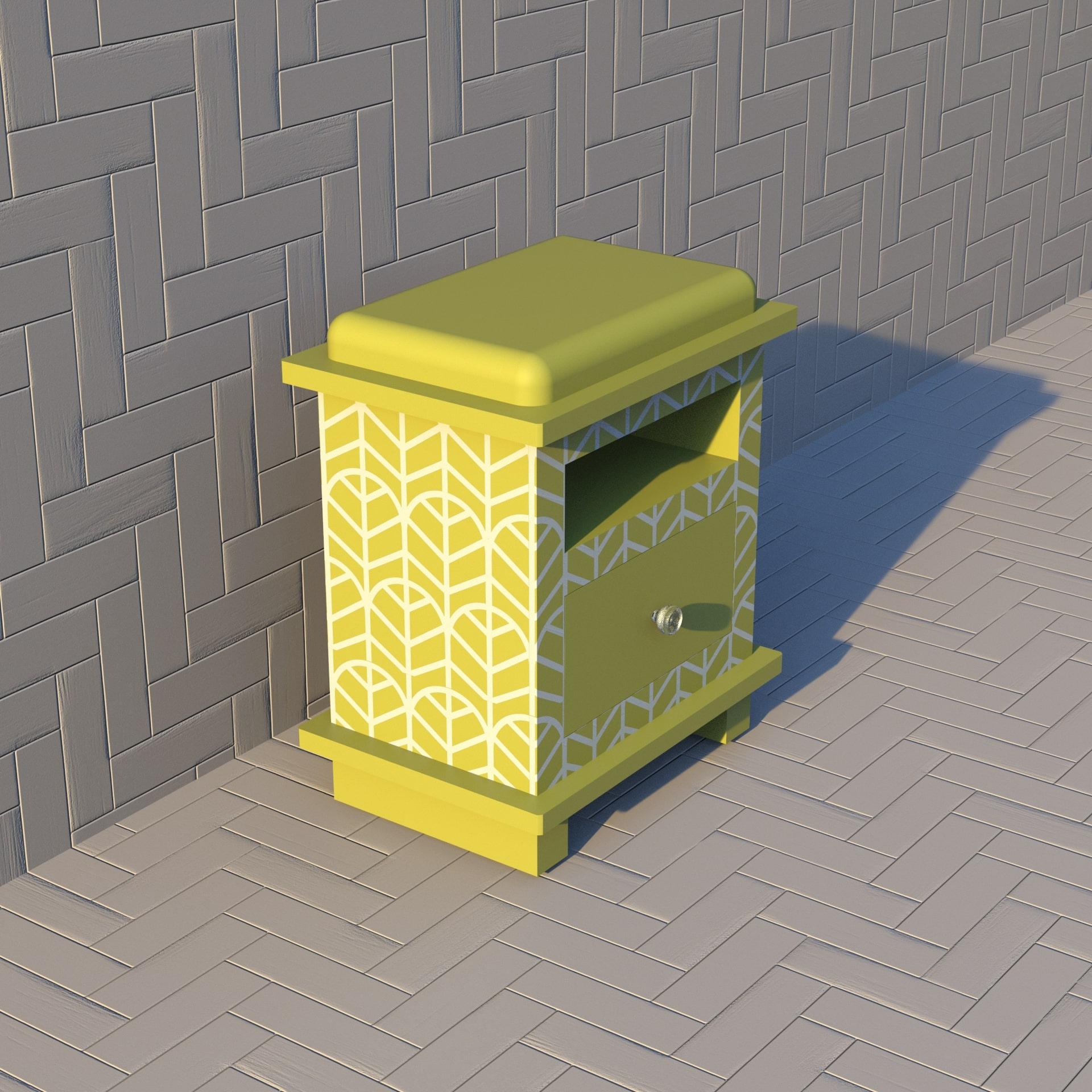 Inlay Lemina Inspired Lemon Yellow Night Stand, Side Table by Artisanal For Sale