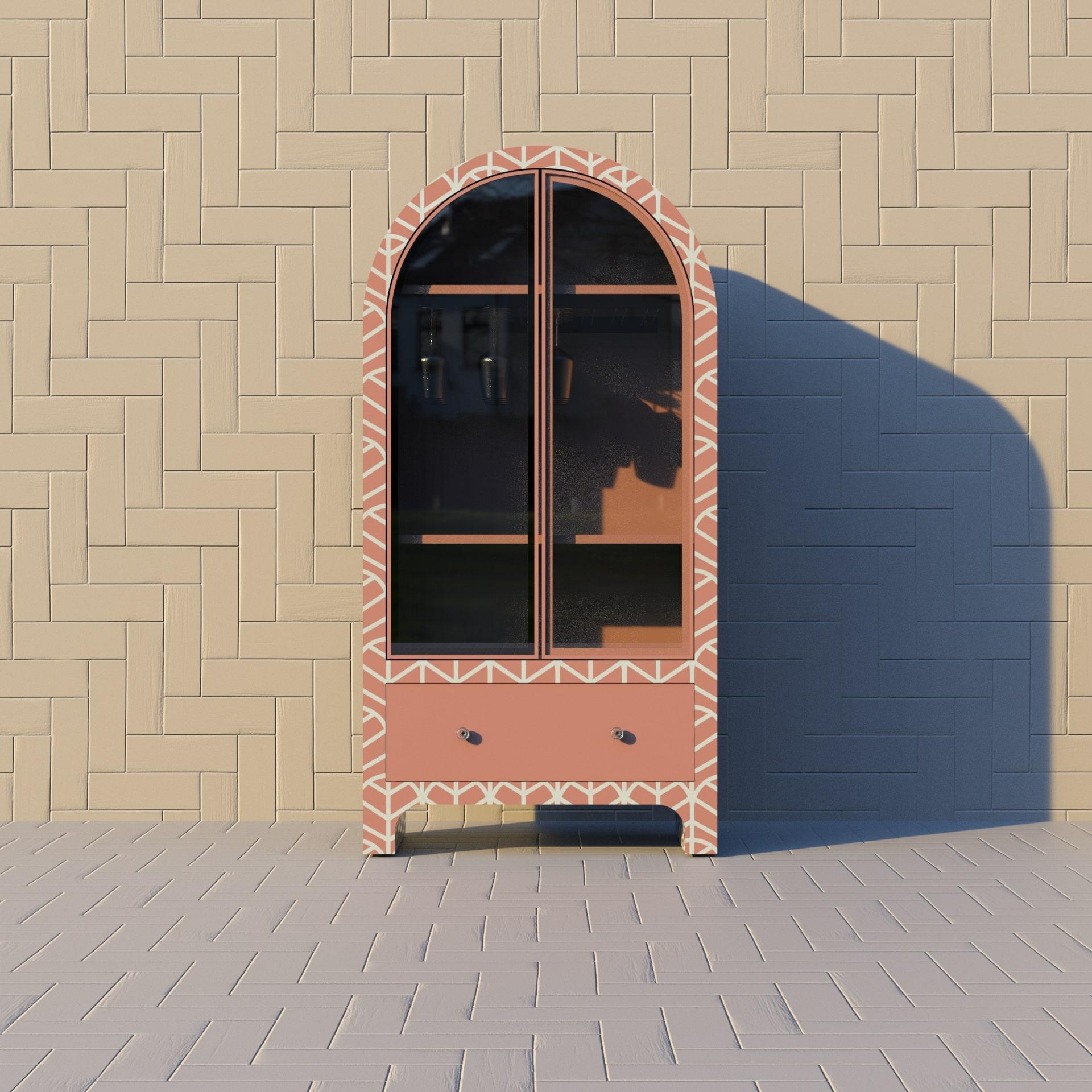 XXIe siècle et contemporain Meuble de bar rose inspiré de Lemina par Artisanal en vente