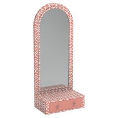 Lemina Pink Floor Mirror with Drawer
