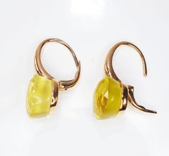 Multifaceted Lemmon Quartz  18 Karat Rose Gold Dangle Earrings