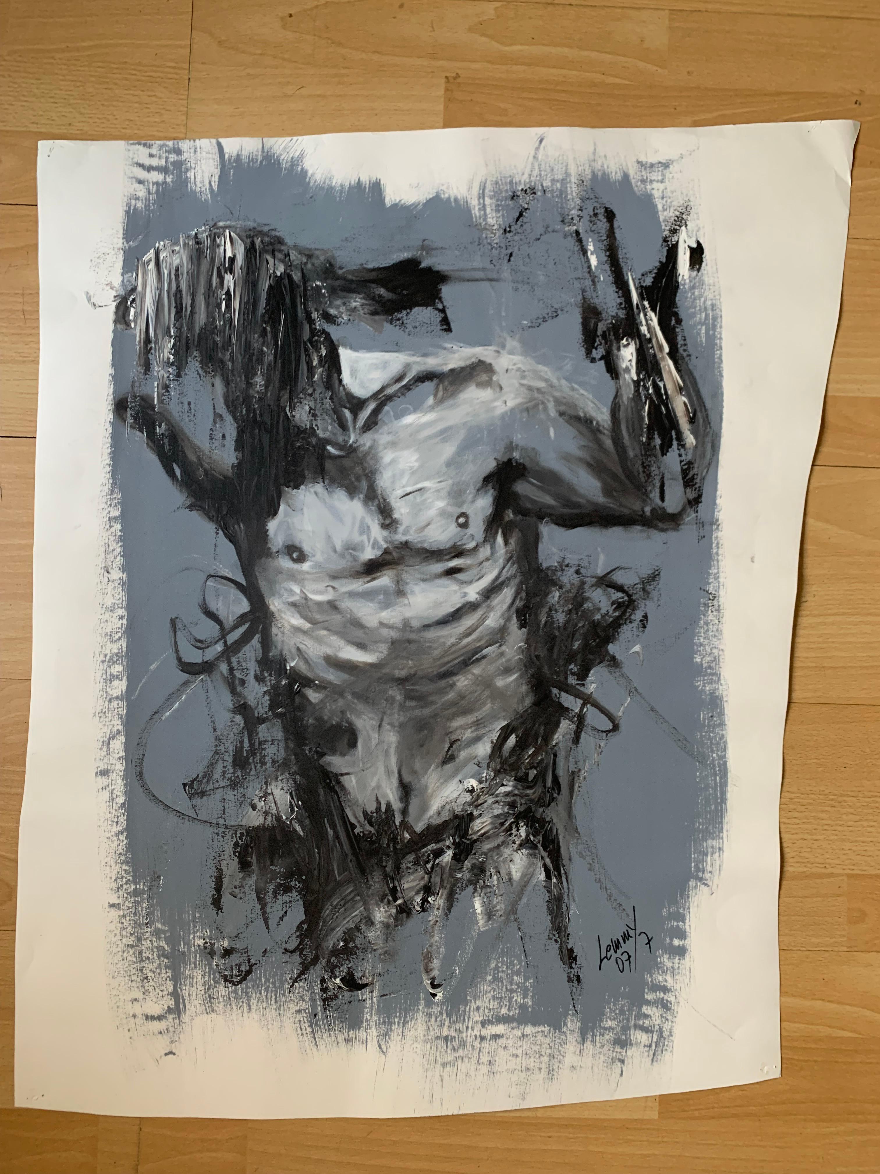 Lemmy Gonthier - Body 1
Acrylic
Numbered and signed lower right of the work
Dimensions: 77 x 68

The human body is at the center of Lemmy's work. His taste for large formats requires precision
striking anatomy. The movement that is suggested in each