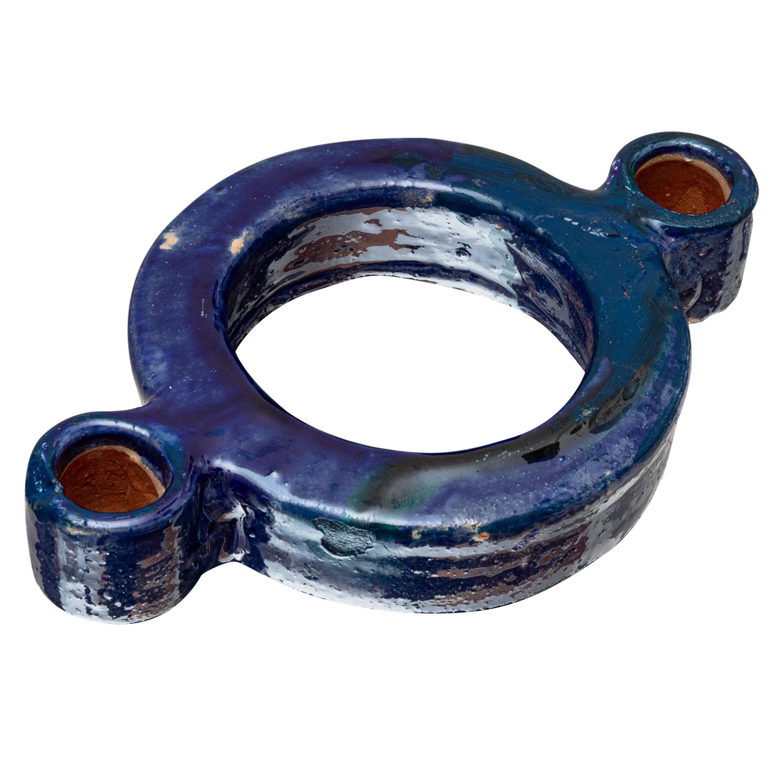 Contemporary Lemni Duo, Blue and Green Candle Holder For Sale