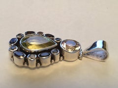 Lemon and Smokey Quartz, Rock Crystal Pendant