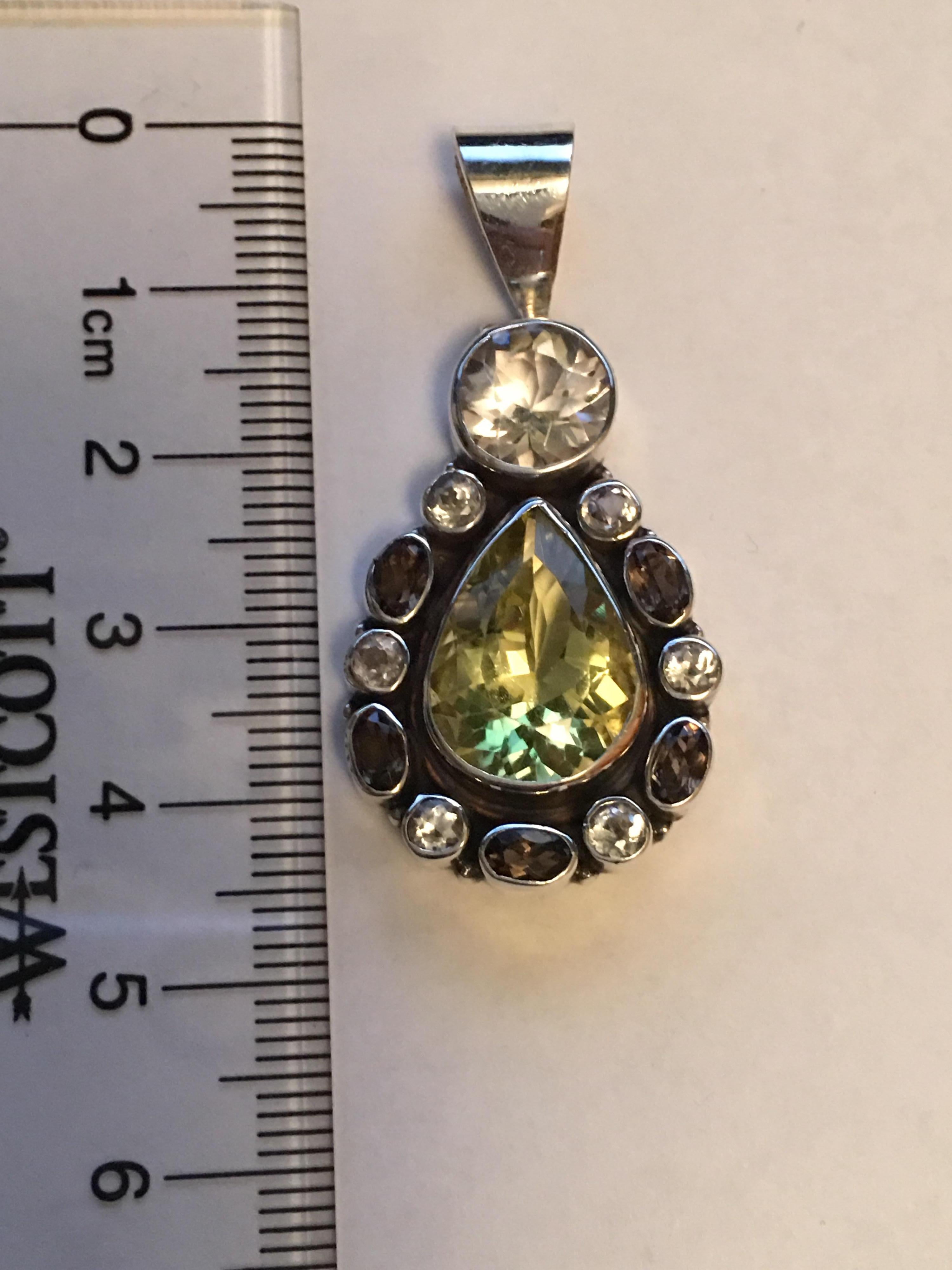 Lemon and Smokey Quartz, Rock Crystal Pendant For Sale 3