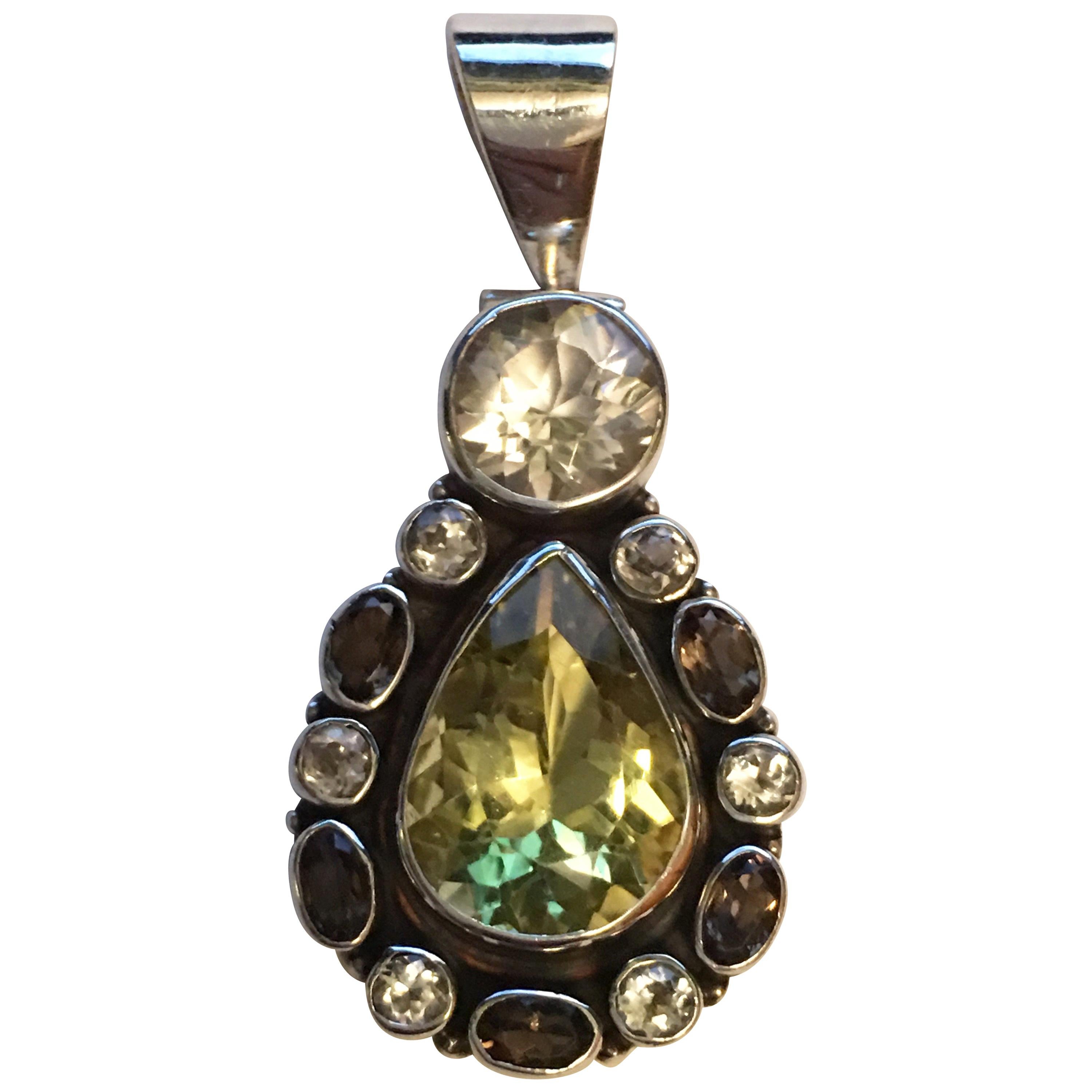 Colgante de Limón y Cuarzo Ahumado, Cristal de Roca