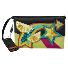 Lemon and star satin evening bag Christian Lacroix BAZAR New with tag