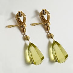 Lemon Citrine 59 Carats With 1 Carat Diamonds Paradizia Earrings