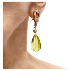 Lemon Citrine 59 Carats With 1 Carat Diamonds Paradizia Earrings E3474