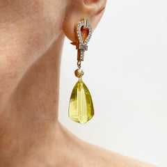 Lemon Citrine 59 Carats With 1 Carat Diamonds Paradizia Earrings E3474
