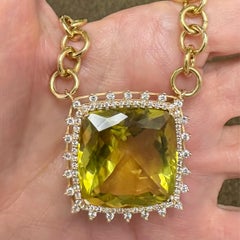 Zitrone Citrin 74 Karat und Diamant Paradizia Halskette