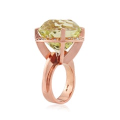 Lemon Citrine and Diamond Cocktail Ring Red Gold