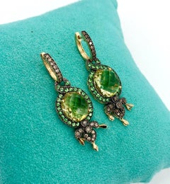 Lemon Citrine Green Tsavorite Garnet Earrings 14 Karat Gold Le Vian