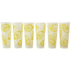 Bicchieri Highball da Cocktail Rocks con frutta al limone, design giallo e bianco, set di 6 bicchieri