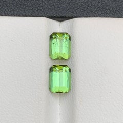 Lemon Green Natural Tourmaline Earrings Loose Gemstones 2.15Ct Emerald Cut-Jewel