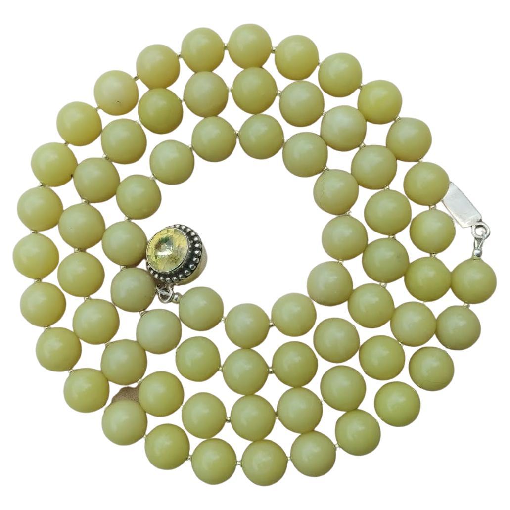 Lemon Jade Serpentine Necklace For Sale