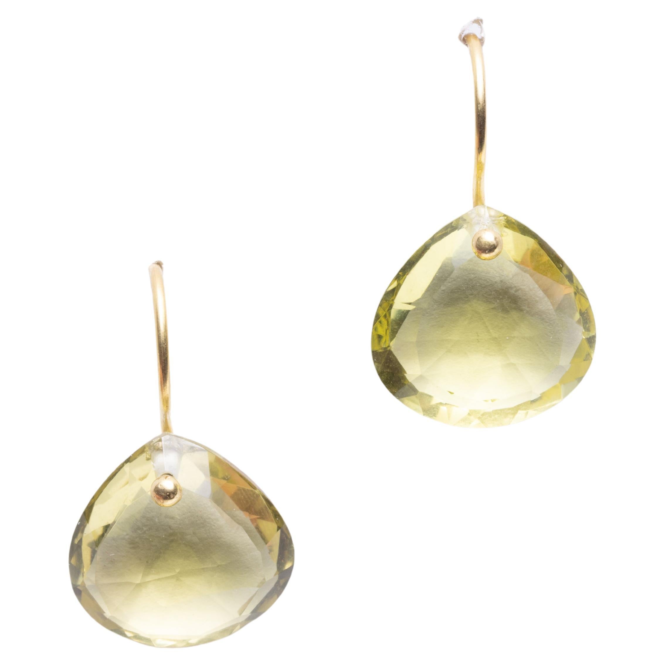 Lemon Quartz and 18k Gold Drop Earrings