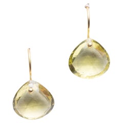 Lemon Quartz and 18k Gold Drop Earrings