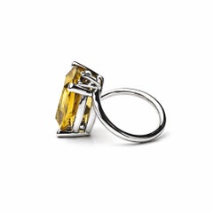 Lemon Quartz and Champagne Diamonds White Gold Cocktail Ring by Alexander Leyser