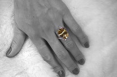 Lemon Quartz and Champagne Diamonds White Gold Cocktail Ring by Alexander Leyser