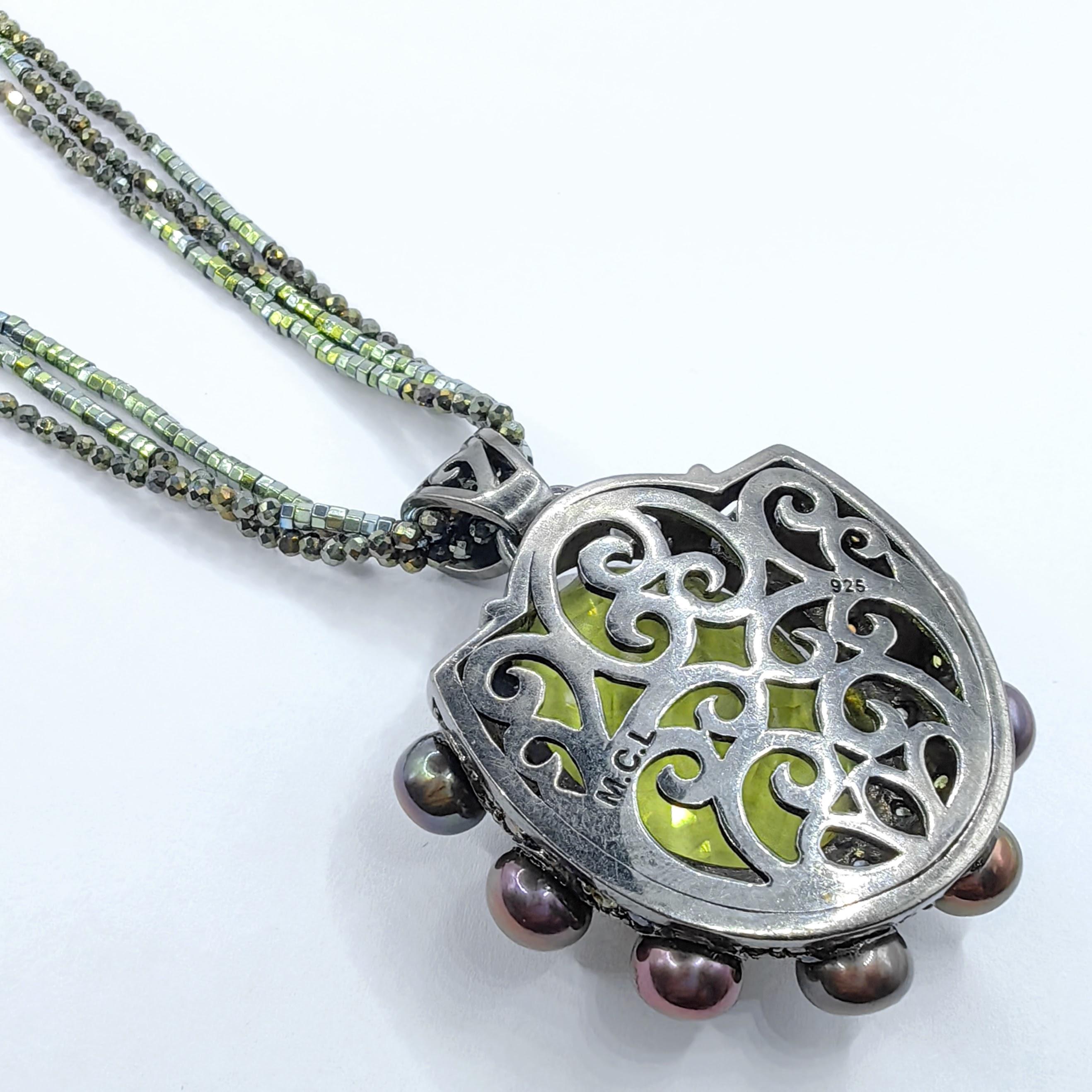 Lemon Quartz, Black Pearl, Hematite & Mixed Sapphires Beaded Statement Necklace In New Condition In Wan Chai District, HK
