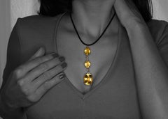 Lemon Quartz & Champagne Diamonds in White Gold Pendant Necklace by A. Leyser