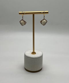 Lemon Quartz Checkerboard Diamond Halo 14K Yellow Gold Statement Earrings