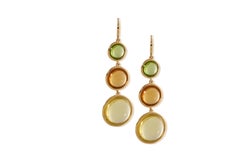 Boucles d'oreilles disques en quartz citron, citrine et péridot sur fil de fer français