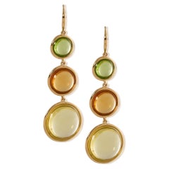 Boucles d'oreilles disques en quartz citron, citrine et péridot sur fil de fer français