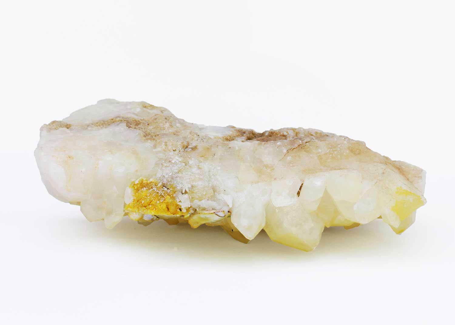 Contemporary Lemon Quartz Cluster Mineral with Coordinating Baroque Pearls and Geode For Sale