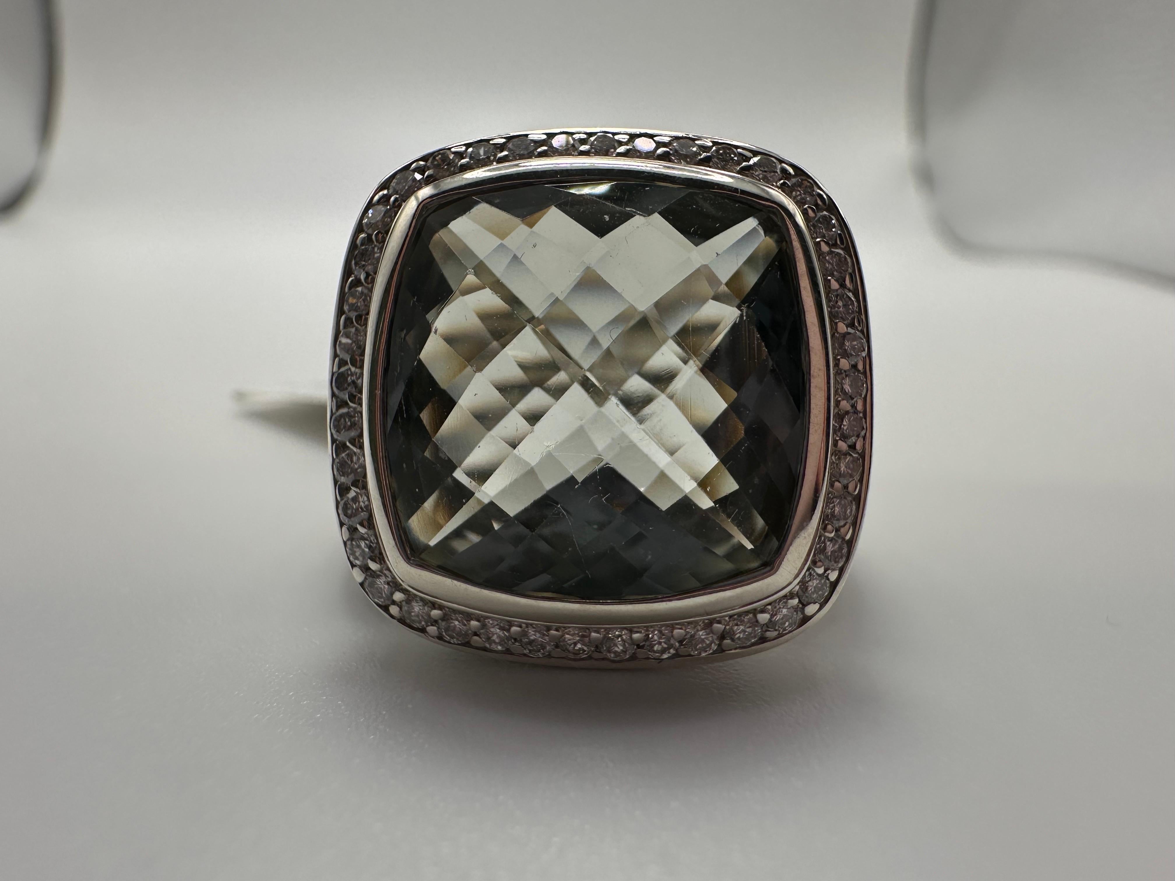 Stunning huge lemon quartz ring by David Yurman, lemon quartz is also known as prasiolite gemstone. The ring is made in silver. Size 7.5, we can re-size it to any size.

WHAT YOU GET AT STAMPAR JEWELERS:
Stampar Jewelers, located in the heart of