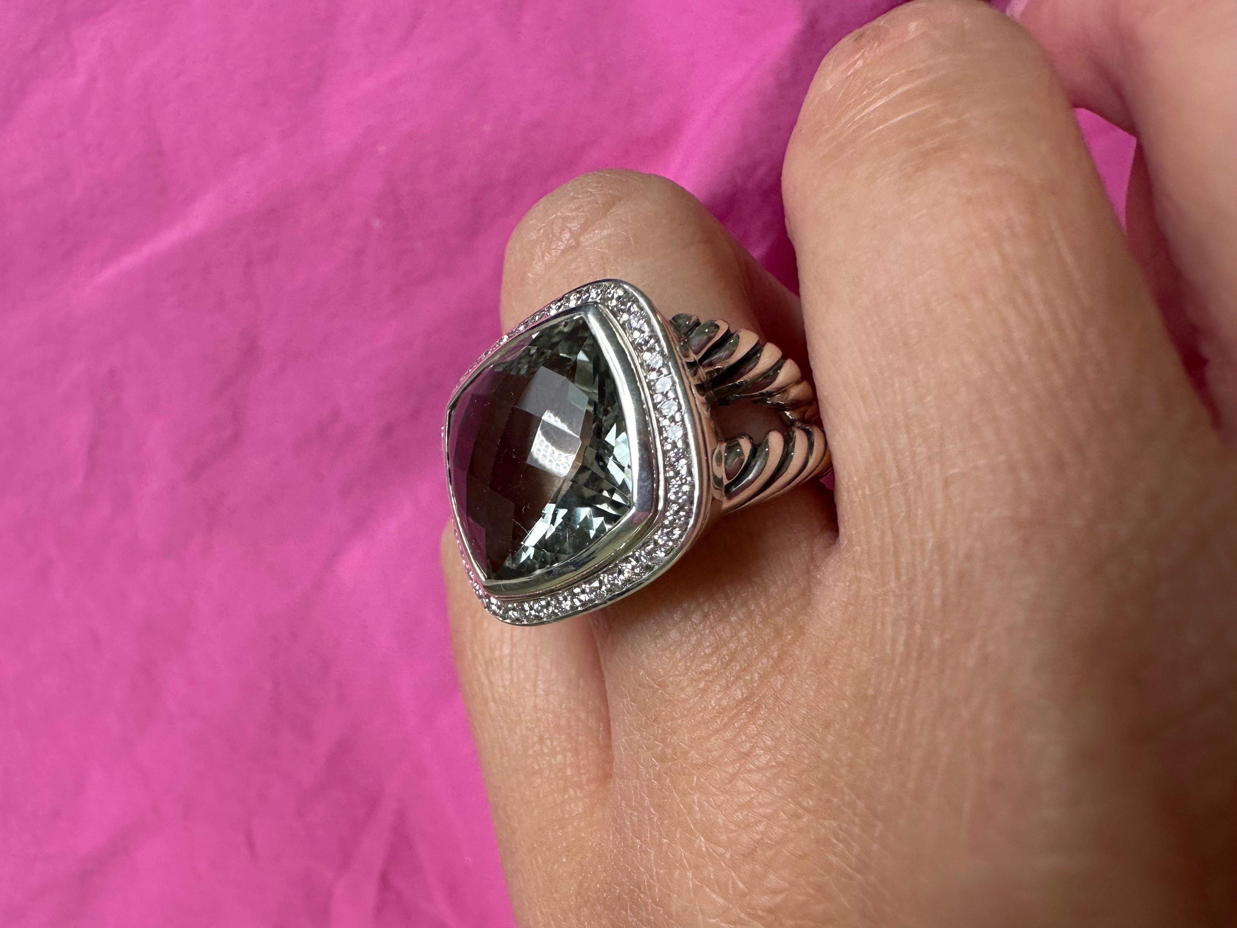 Lemon Quartz cocktail ring silver by David Yurman size 7.5 In Excellent Condition For Sale In Jupiter, FL