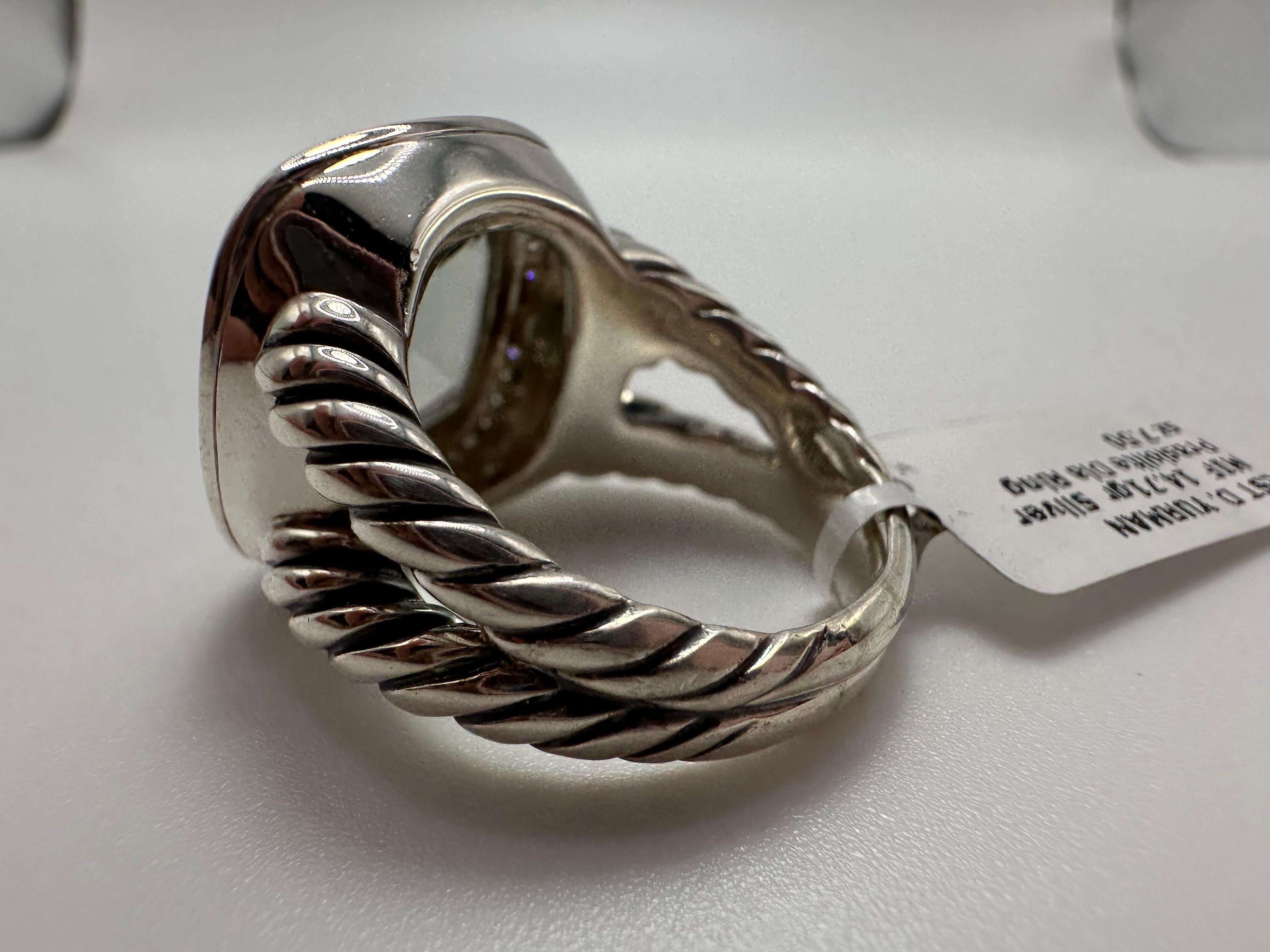 Women's or Men's Lemon Quartz cocktail ring silver by David Yurman size 7.5 For Sale