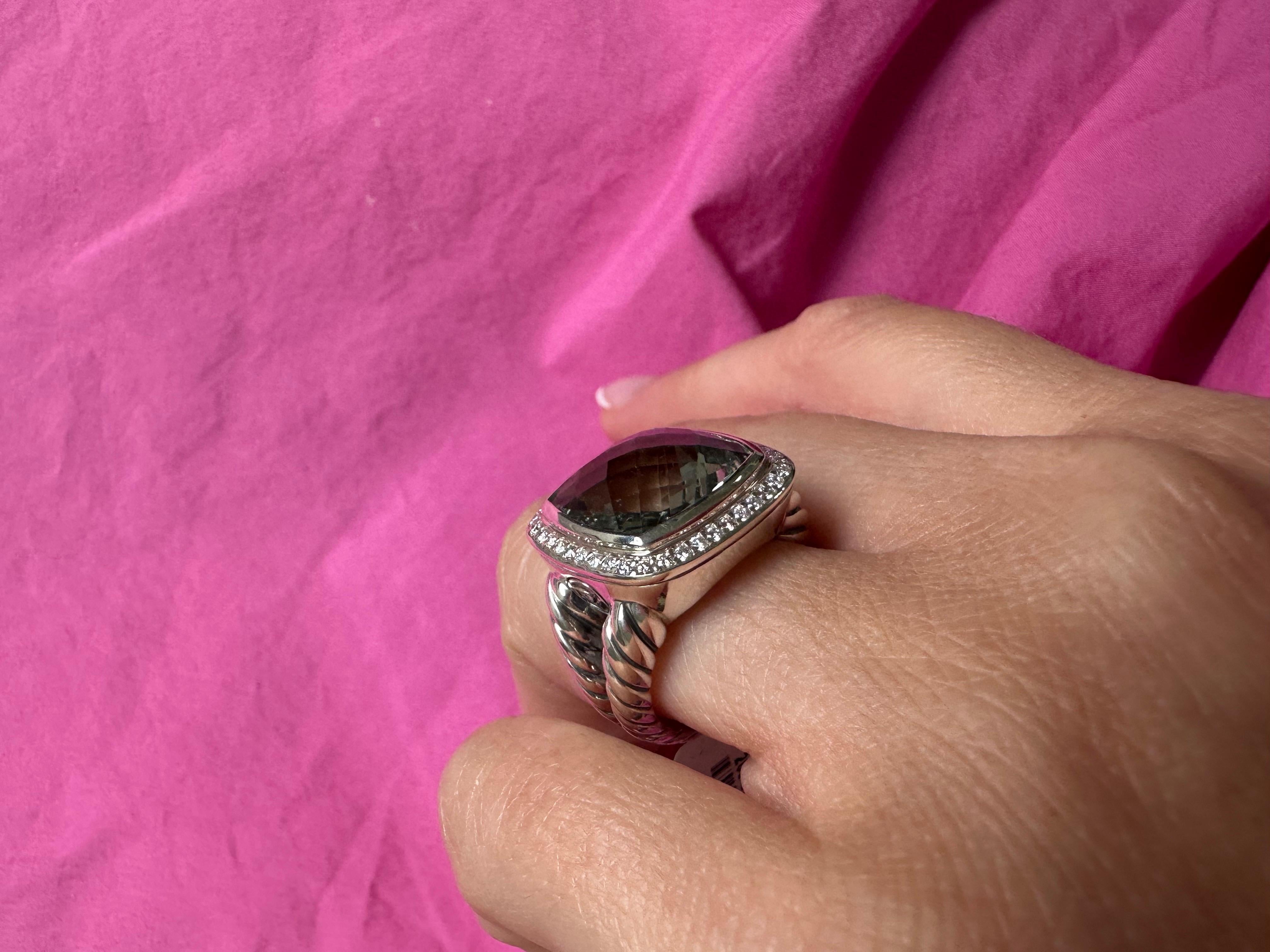 Lemon Quartz cocktail ring silver by David Yurman size 7.5 For Sale 1