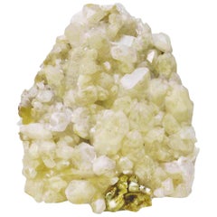 Lemon Quartz Crystal Cluster Mineral with Coordinating Baroque Pearls and Geode