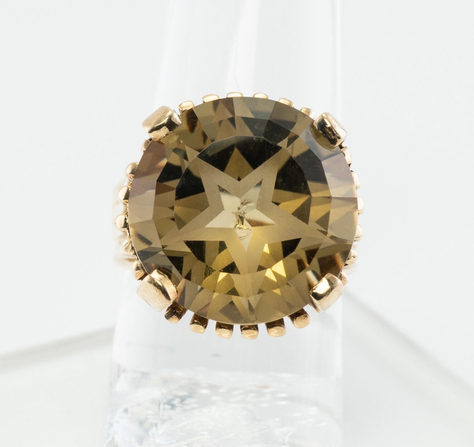 Bague cocktail étoile en cristal de quartz citron et or 10 carats en vente 5