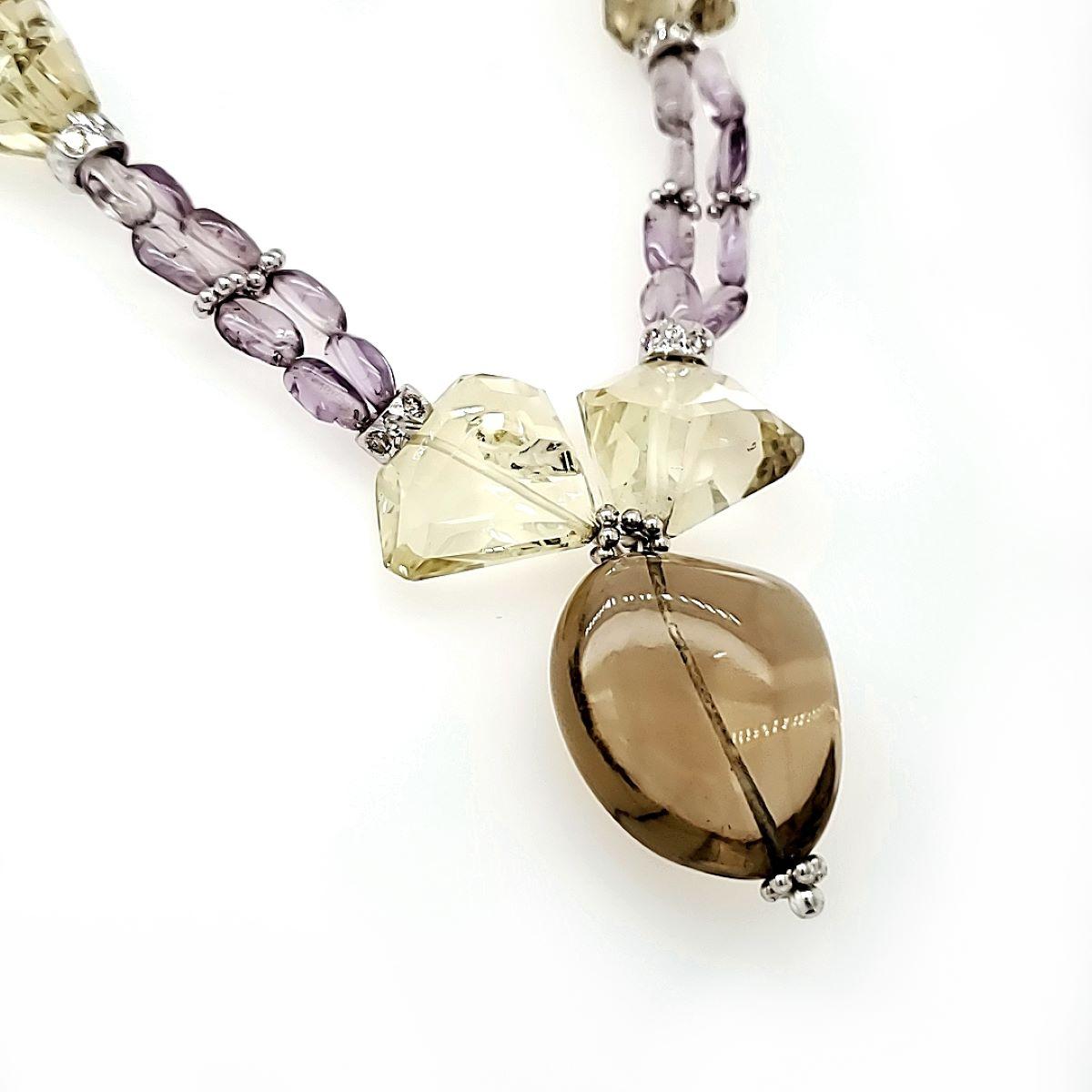 Collar de Cuarzo Limón Cts 175.75 y Amatista Contemporáneo en venta