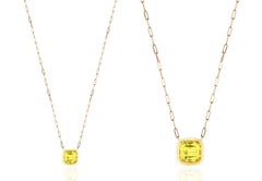 Lemon Quartz Cushion Pendant in 18K Yellow Gold