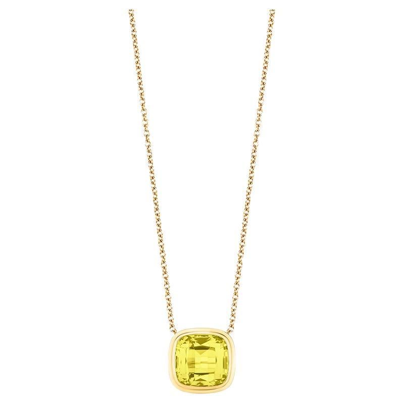 Pendentif en or jaune 18K avec coussin en quartz citron