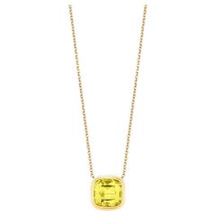 Colgante Cojín de Cuarzo Limón en Oro Amarillo de 18 K