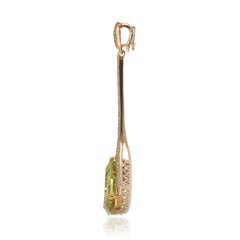 Lemon Quartz & Diamond Studded Pendant in 14 Karat Yellow Gold