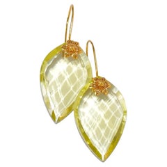 Lemon Quartz Earrings in 18K Solid Yellow Gold