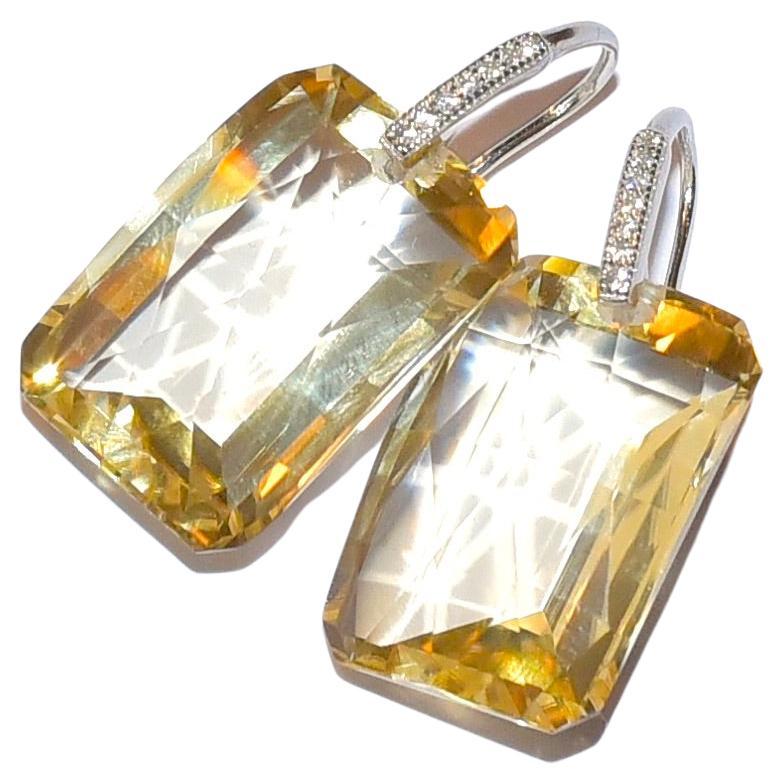 Lemon Quartz Earrings in Sterling Silver In New Condition In Astoria, NY