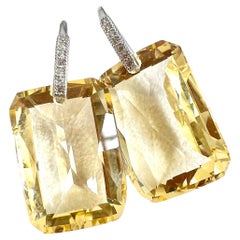 Lemon Quartz Earrings in Sterling Silver