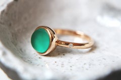 Lemon Quartz, Green Agate and Mother of Pearl Ring in 18ct Gold by Bigli